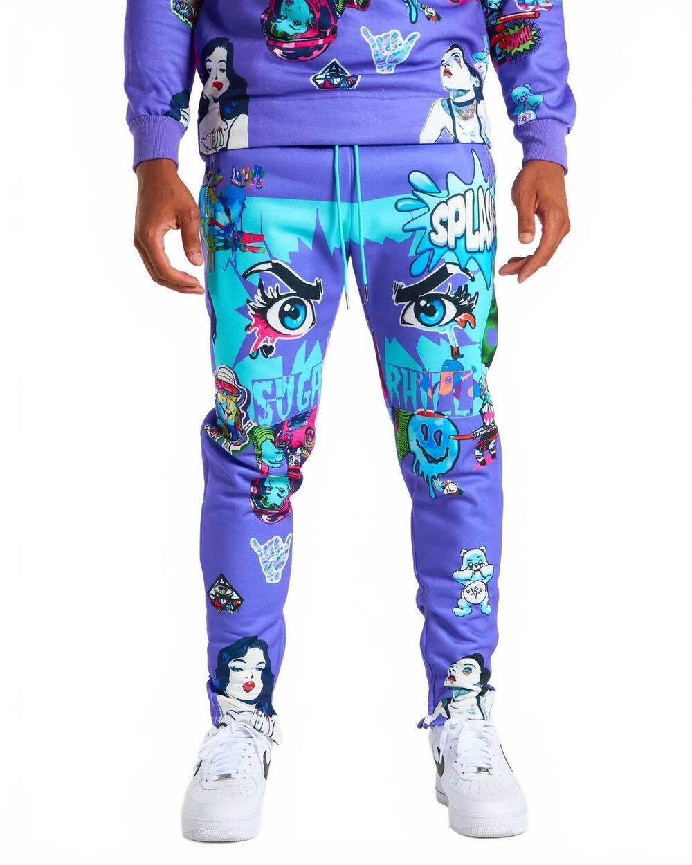 NEW SUGAR HILL men's splash and sugar jogger in purple